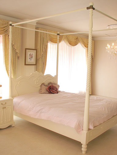 ラ・シェル 天蓋付きベッド ダブルサイズ ホワイト色｜天蓋付きベッド 