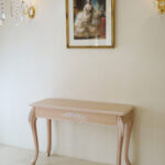 デスク W110cm プリンセスローズの彫刻 ピンクベージュ色のサムネイル