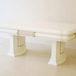 アフロディーテ センターテーブル W110 ホワイトグロス色 クリームベージュ大理石の装飾のサムネイル