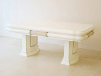 アフロディーテ センターテーブル W110 ホワイトグロス色 クリームベージュ大理石の装飾