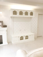 造り付け家具 TVキャビネット W170cm オードリーリボンの彫刻 ホワイト色