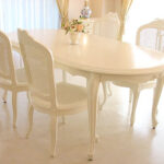 ラ・シェル ダイニングテーブル 160 リボンの彫刻 ホワイト色のサムネイル