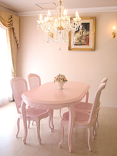 ラ・シェル ダイニングテーブル 160 バービーピンク色