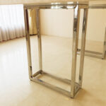 ダイニングテーブル W160 シルバークローム 螺鈿細工ホワイトパール天