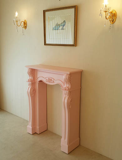 マントルピース シェル 薔薇の彫刻 W90cm バービーピンク色