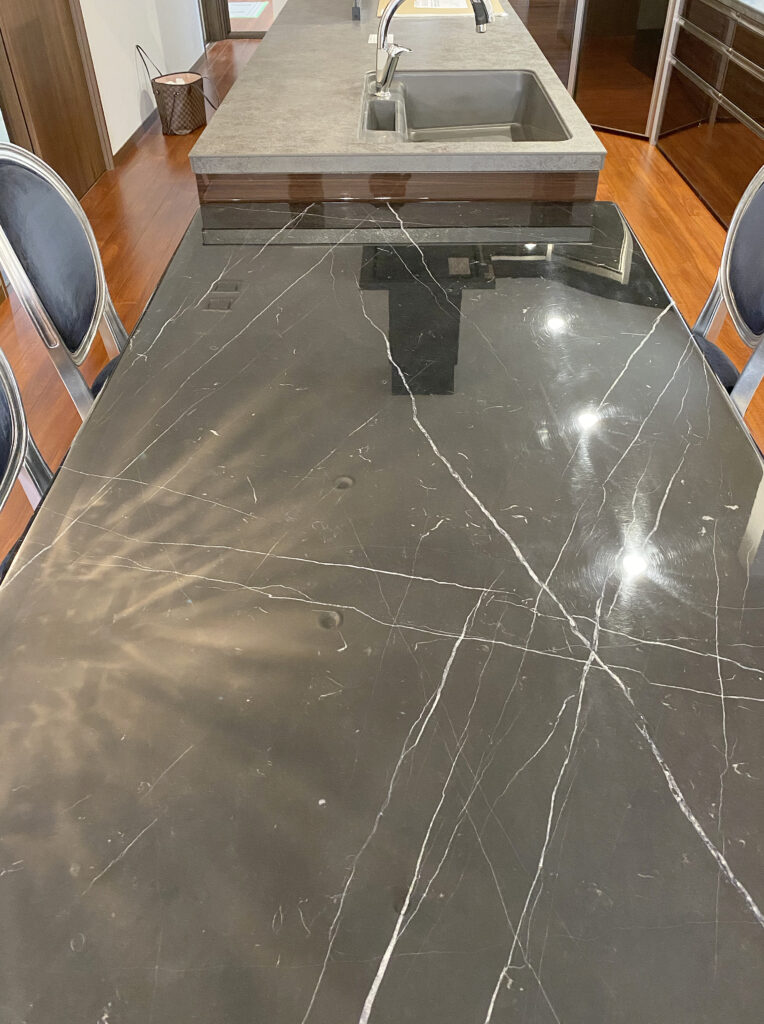 大理石 ダイニングテーブル 180 ブラック ネロ 一本脚 天板スクエア