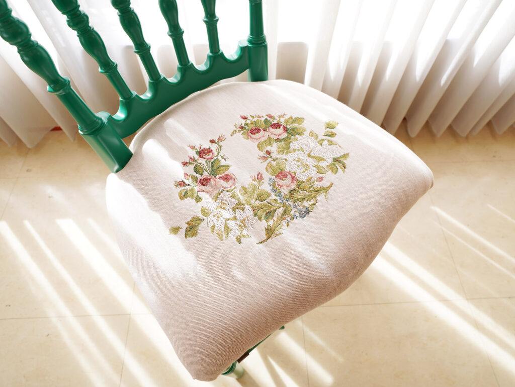 ナポレオンチェア グリーン色 フランス産 ゴブラン織 の張地｜チェア