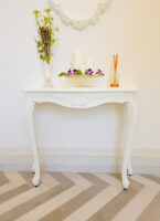 ラ・シェル コンソール W100cm ローズ&リボンの彫刻 ホワイト色