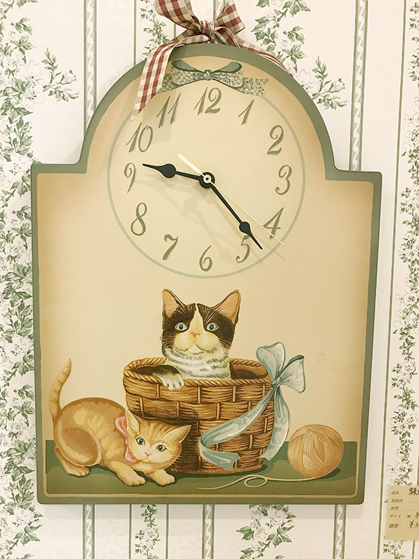 アウトレット 絵画 額装 猫の時計Ⅱ
