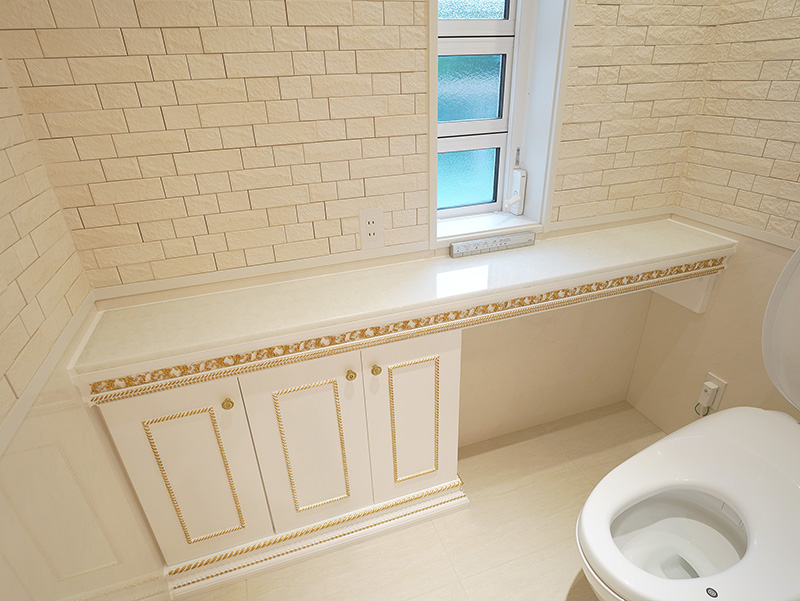 トイレ収納 クラシックデザイン スーパーホワイト色 天然石 ホワイトロッククリスタル 天板