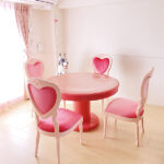 ラウンドテーブル 1本脚 120cm ショッキングピンク色