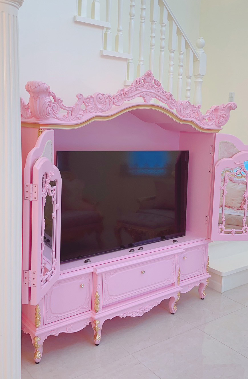 ロココ装飾テレビボード ピンククラシック家具
