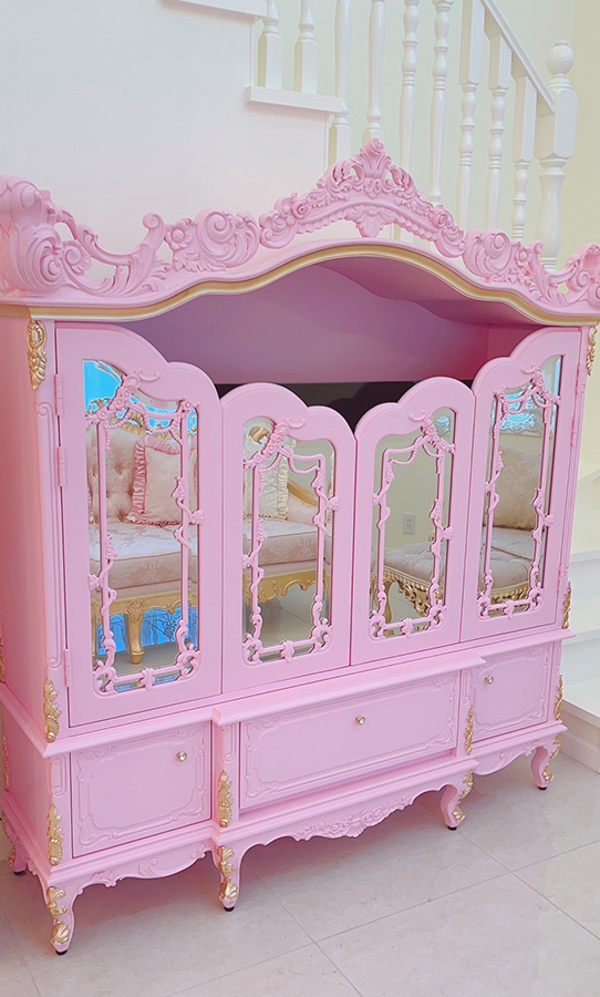 ロココ装飾テレビボード ピンククラシック家具