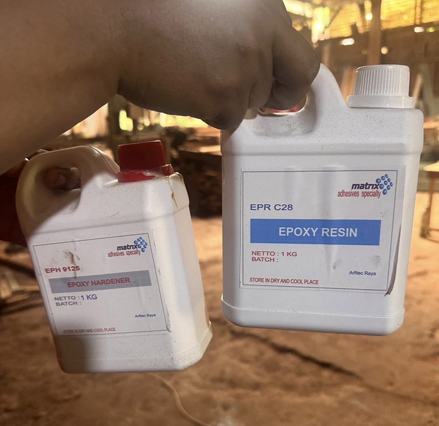 エポキシ樹脂 硬化剤 家具製造 接着剤 資材不足 インドネシア現地調達
