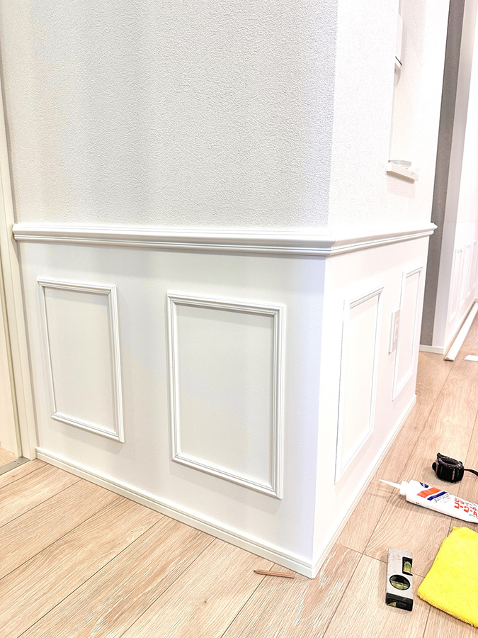 東京都H様邸の腰壁モールディング完成後のエレガントリフォーム事例